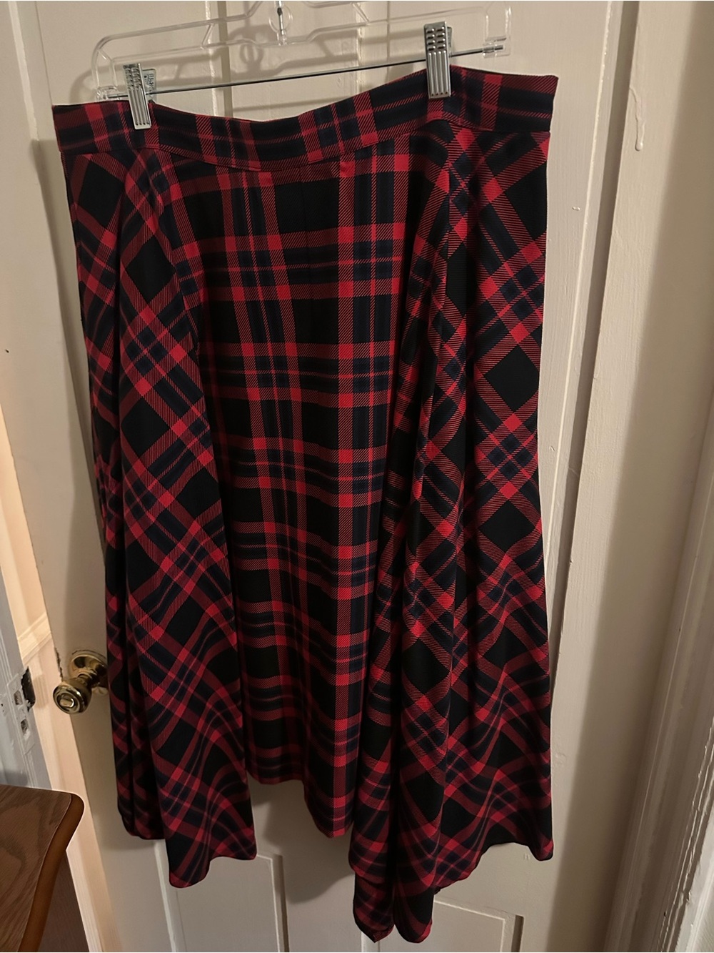 Red and Navy Plaid A-Line Women's Skirt